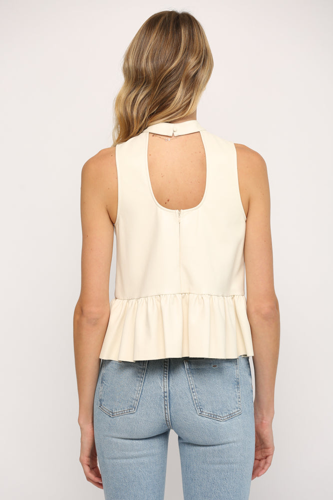Faux Leather Peplum Top