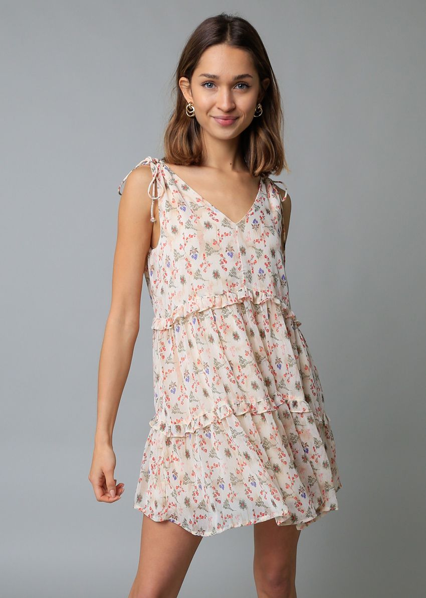 Cream Floral Dress